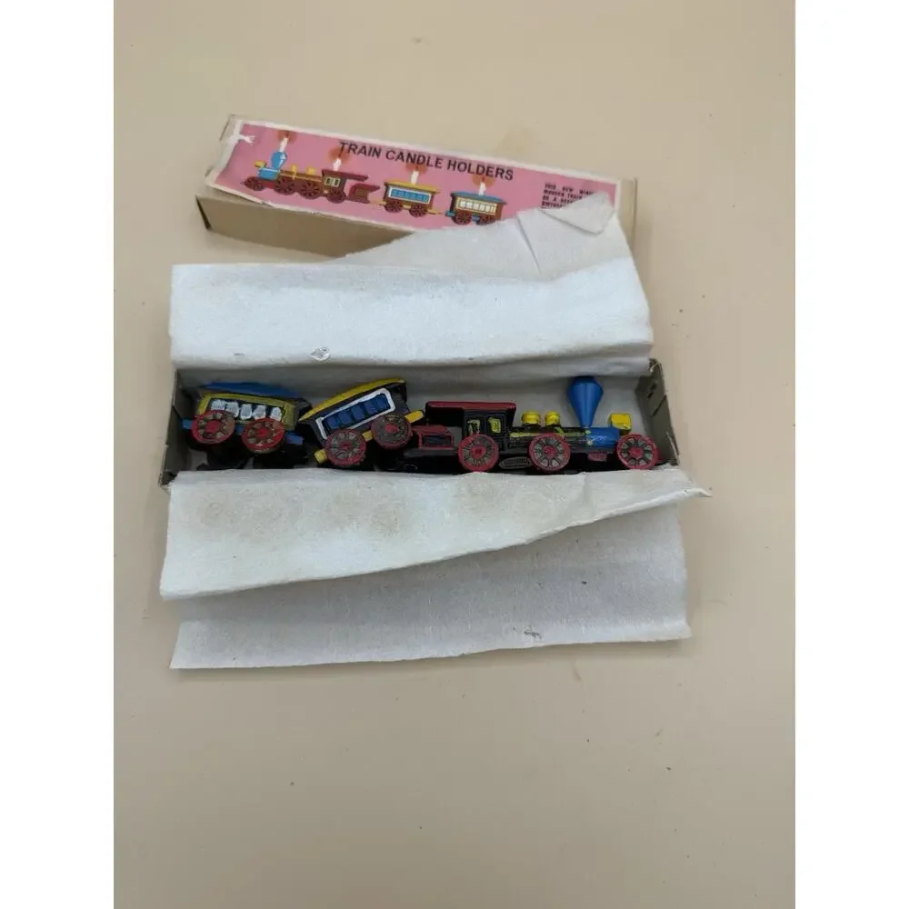 Vintage Shackman Wooden Train Candle Holder Birthday Cake Topper No. 2346